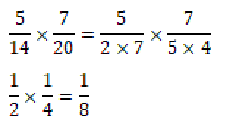 <p>A product is found by multiplication. Multiplying two fractions together is easier when common factors are cancelled first to avoid working with larger numbers. </p>