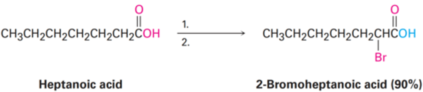 <p>What are the reagents and solvents used in a Hell-Volhard-Zelinsky reaction?</p>