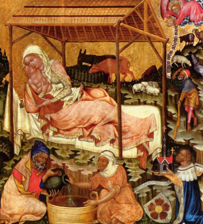 <p>Nativity, tempera on canvas, Master of the vyssi brod, 1350, national gallery of prague, czech republic</p>