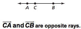 two rays with a common endpoint that point in opposite directions to form a line