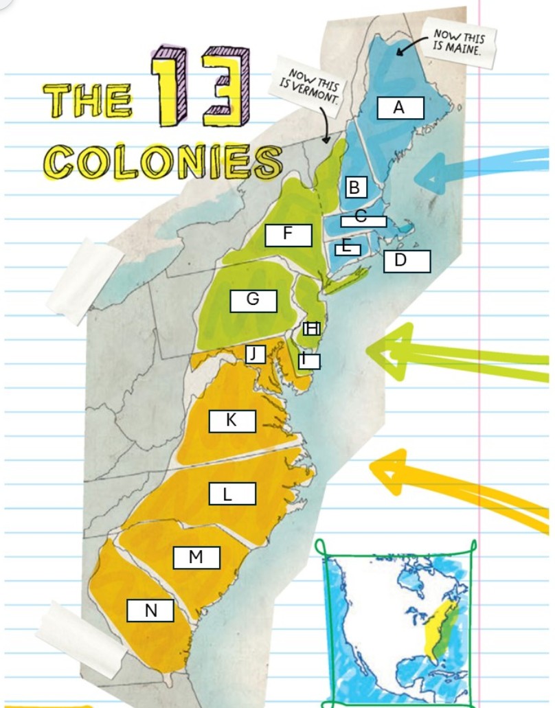 <p>Name the colonies</p>