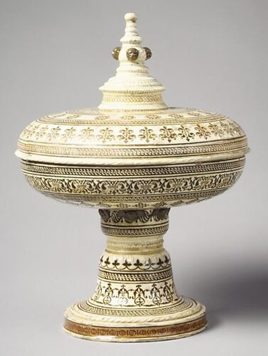 <p>Also known as <em><span class="bgY">Henri II ware</span></em> or <em><span class="bgY">Saint-Porchaire ware</span>.</em> It is said to be the very first high quality French pottery, made for an exclusive French clientele. The paste used is a true pipe clay, very fine, and very white with a thin lead-glaze that is transparent and of yellowish gold tint. </p>