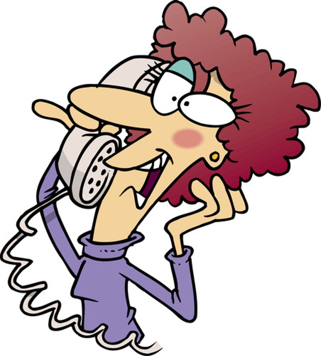 <p>He/she is talking on the phone.</p>