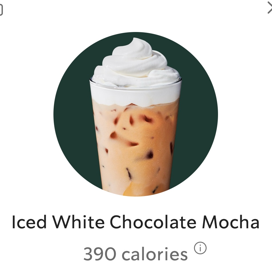 <p>Tall Iced White Chocolate Mocha:</p>