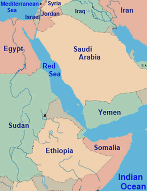 <p>Separates Africa and Saudi Arabia</p>