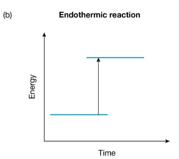 <p><span>Chemical reactions in which energy is absorbed from the surroundings are called<strong>&nbsp;endothermic&nbsp;reactions</strong>.</span></p><p><span>There is more energy ‘stored’ in the chemical bonds of the products than there was in the reactants.</span></p>