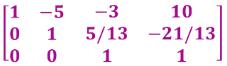 <p>Using operations to produce equivalent matrices which can be added and subtracted within each other to solve for all variables. The matrix should have descending 1’s from the top left corner of the matrix with 0’s below each 1.</p>