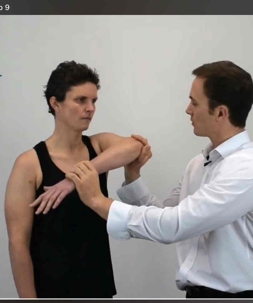 <p><strong><em><span>Impingement Tests</span></em></strong></p><p><span> same with HK test but add </span>horizontal adduct arm to body 10-20° before doing IR</p>