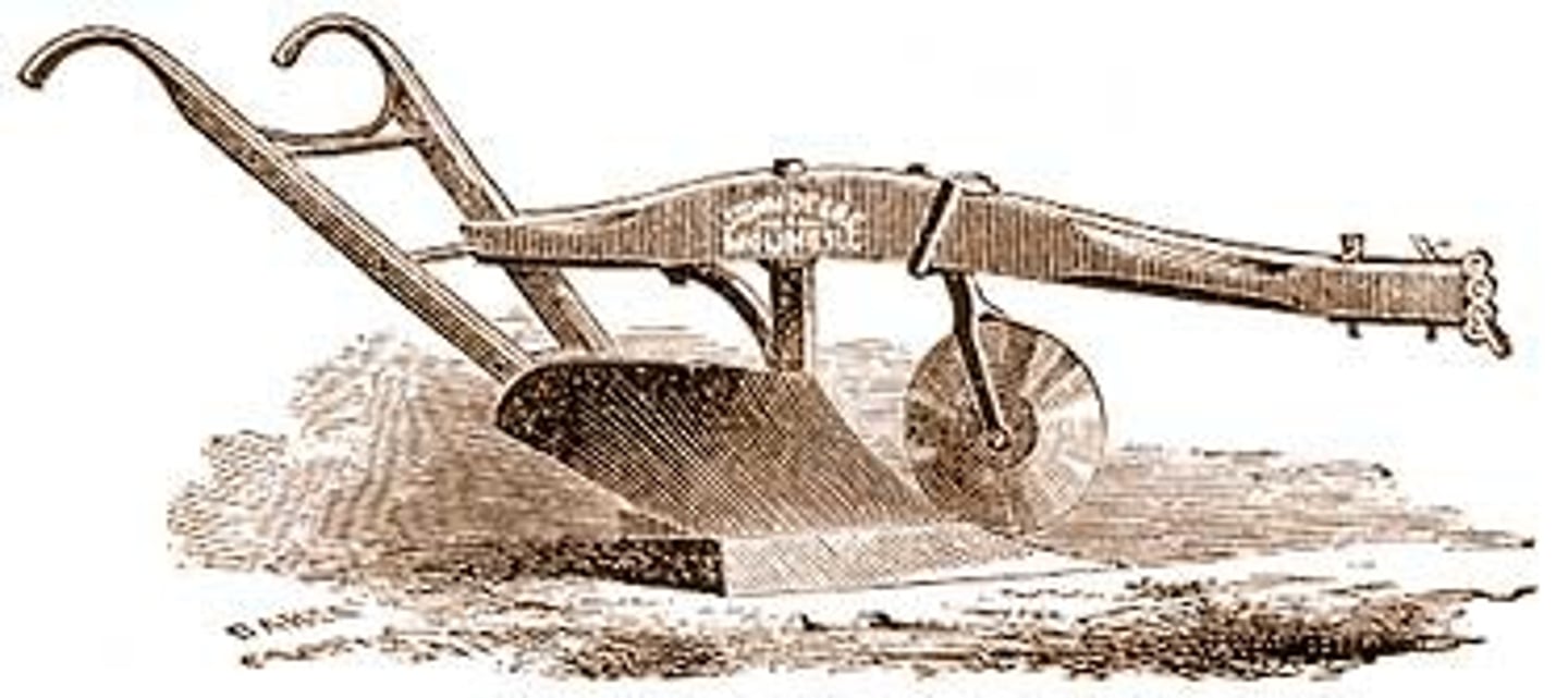 <p>Steel was used to improve the steel plow farming tool invented by HIM in 1837.</p>