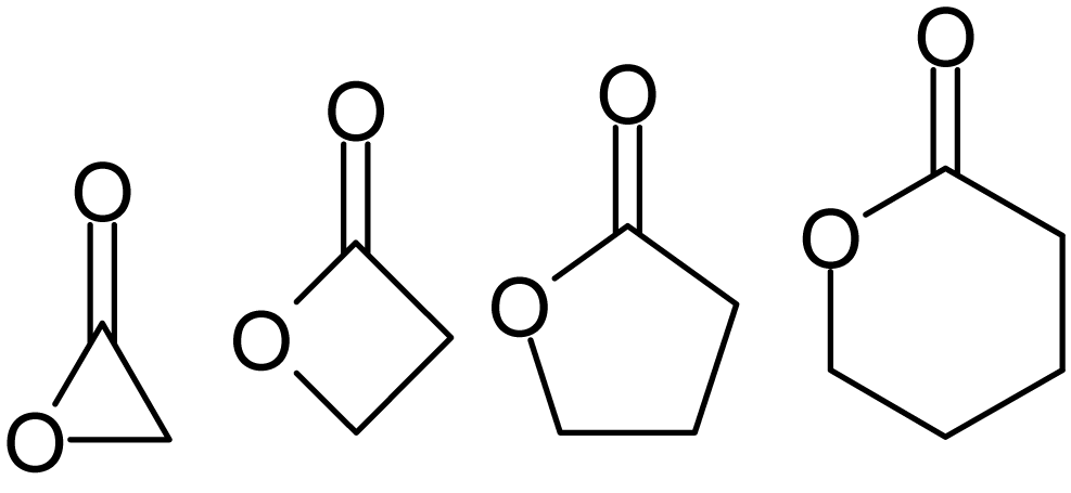 <p><strong>Lactone</strong> comes from:</p><ul><li><p><strong>Latin:</strong> <em>lac, lactis</em> = “milk”</p></li><li><p><strong>-one</strong> = suffix in organic chemistry indicating a ketone or carbonyl-containing compound</p></li></ul><p>“milk ketone”</p><p>Why “Milk”? In the 1800s, chemists first discovered these compounds while studying <strong>lactic acid</strong> (from sour milk).</p><p>They noticed that certain hydroxy acids could: Internally react, Form a cyclic ester, Lose water in the process</p><p>Because this was discovered in lactic acid chemistry, the cyclic product was named a <strong>lactone</strong>.</p>