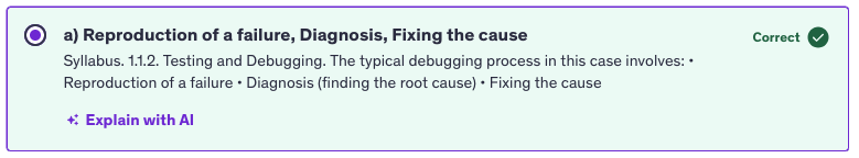 <p>a) reproduction of a failure, diagnosis, fixing the cause</p>