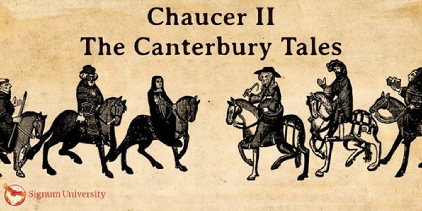 <p>A collection of stories told by a group of 29 pilgrims traveling to the shrine of Thomas Becket.</p>