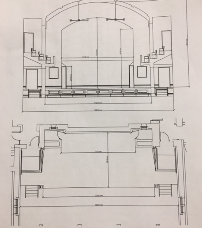 Typical arch used in theatre. Used to separate the stage from the auditorium through which the action of a play is viewed