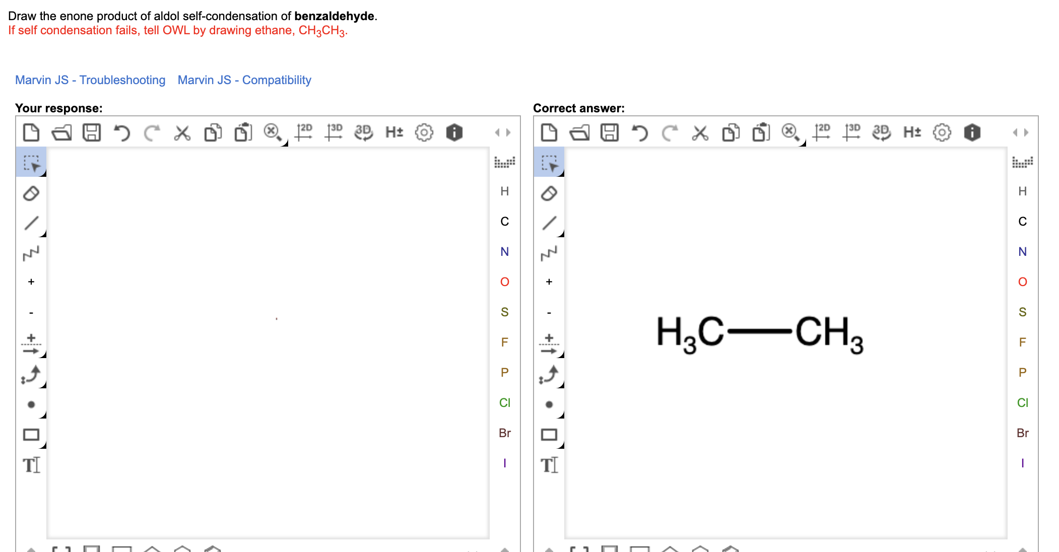 <p><span>Draw the enone product of aldol self-condensation of </span><strong>benzaldehyde</strong><span>.</span></p>