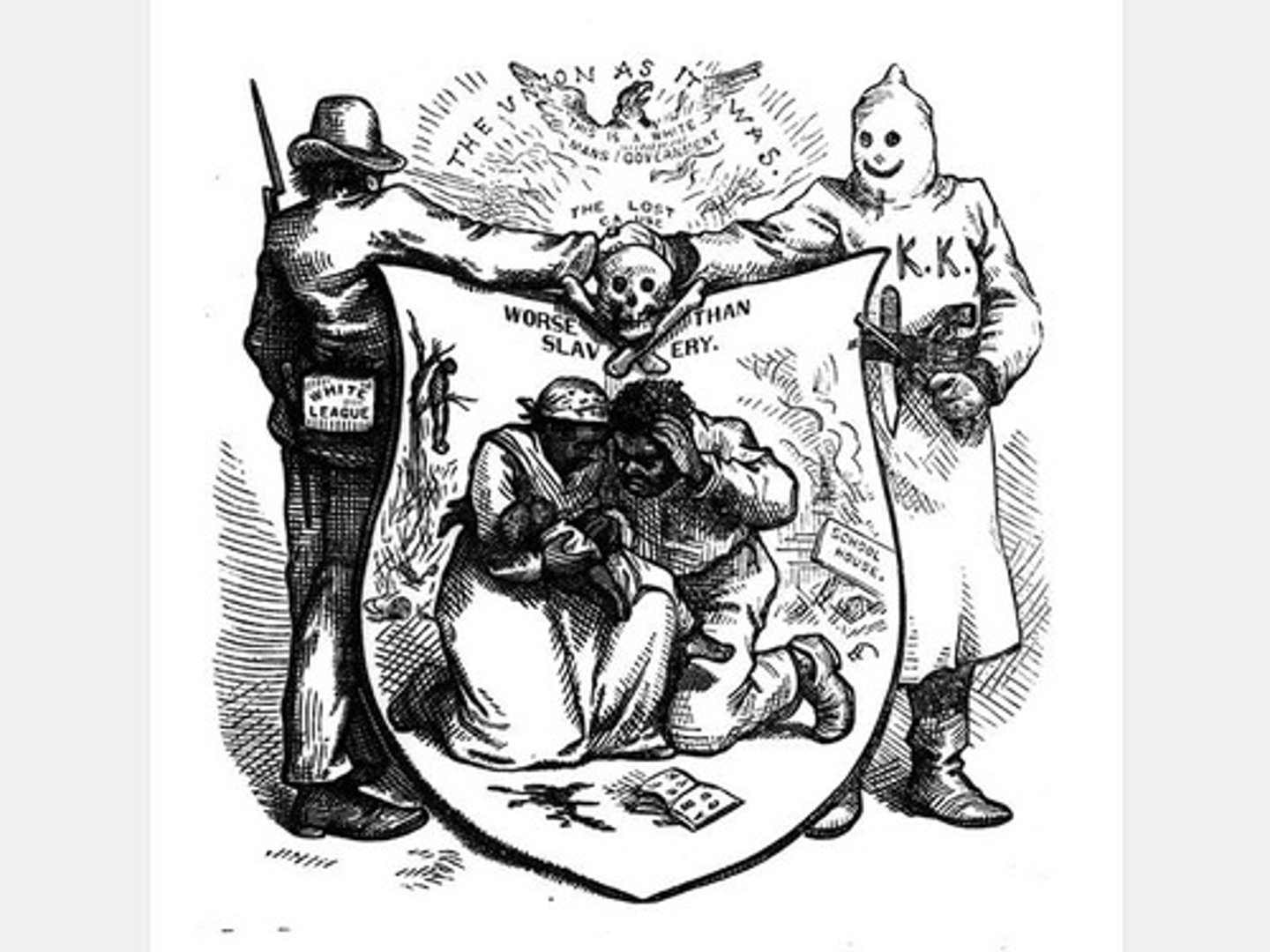 <p>Southern opponents of Reconstruction to undermine republican rule - Klu Klux Klan</p>