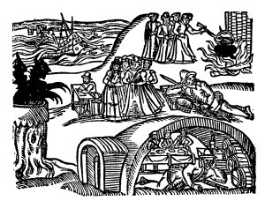 <p>1591. Shipwrecks caused by witches, cauldrons, people on the run/hiding, signing devil&apos;s books/deals with the devil, groups of witches.</p>