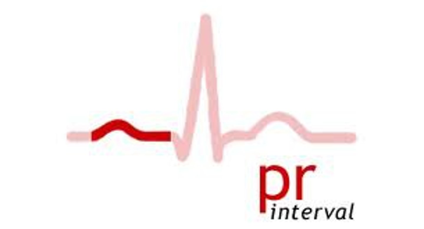 <p>length of time for atria to depolarize and contract. measured from the beginning of P-wave to the start of QRS complex</p>