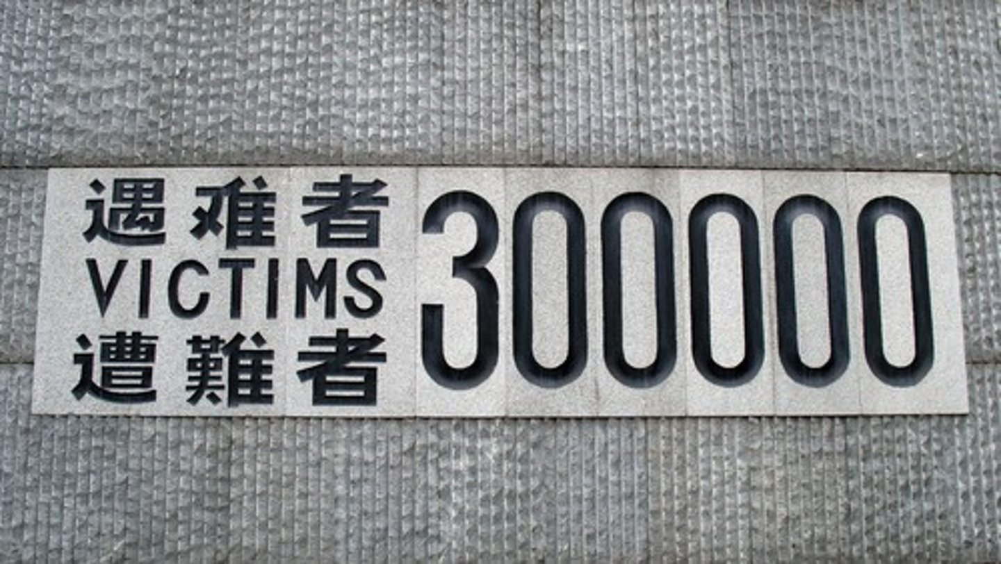 <p>(the Rape of Nanjing) a six-week period following the Japanese capture of the Chinese city of Nanjing. During this period, hundreds of thousands of civilians were murdered and 20,000-80,000 women were raped by soldiers of the Imperial Japanese Army.</p>