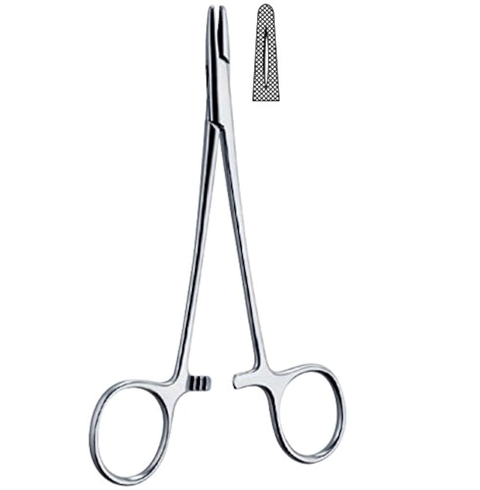 <p>Hold curved suture needles during suturing</p><p>Perform suture ties</p>