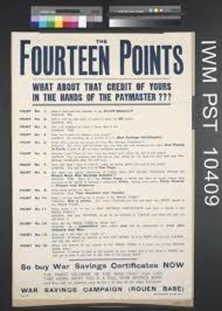 <p>A series of proposals in which U.S. president Woodrow Wilson outlined a plan for achieving a lasting peace after World War I.</p>