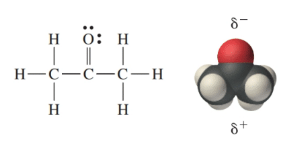 <p>CH₃-C(=O)-CH₃, with the carbonyl carbon double-bonded to oxygen</p>