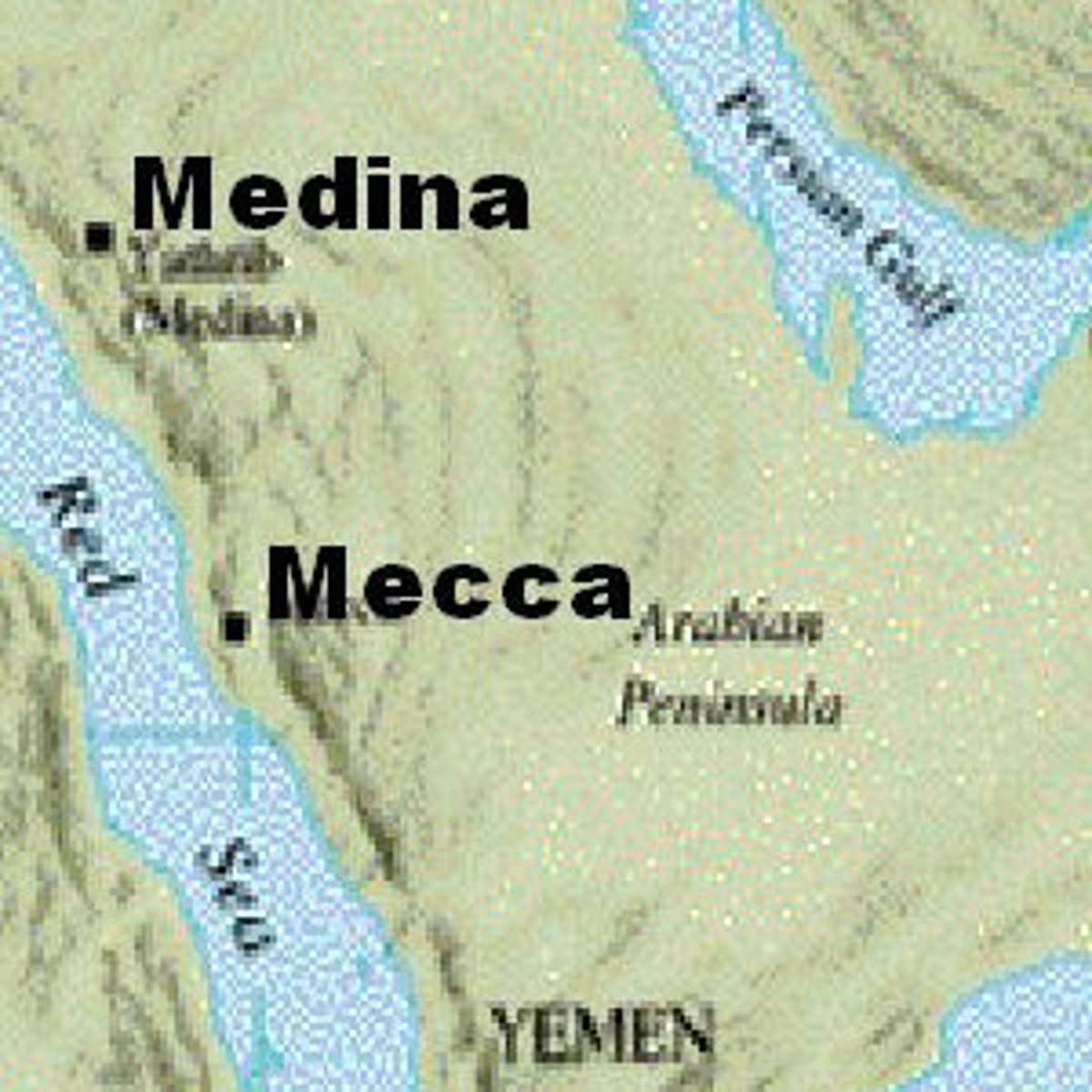<p>City in western Arabia to which the Prophet Muhammad and his followers emigrated in 622 to escape persecution in Mecca.</p>