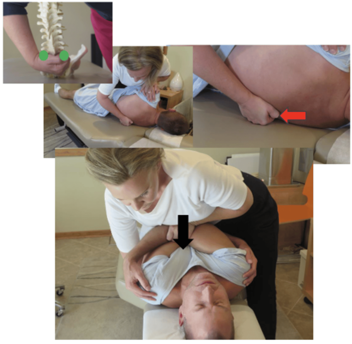 <p>• PP: Supine, arms crossed on shoulders, NO FLEXION, asks permission to open gown, verbalize finding the segment</p><p>• DP: Modified fencer, opposite side of contact, tissue slack from above</p><p>• CH: Bilateral thenar contact onINFERIOR segment</p><p>• IH: Contacts the patient's crossed arms</p><p>• Vector: A-P to induce extension•</p><p>*we are avoiding putting the patient in flexion because we want to induce EXTENSION</p>