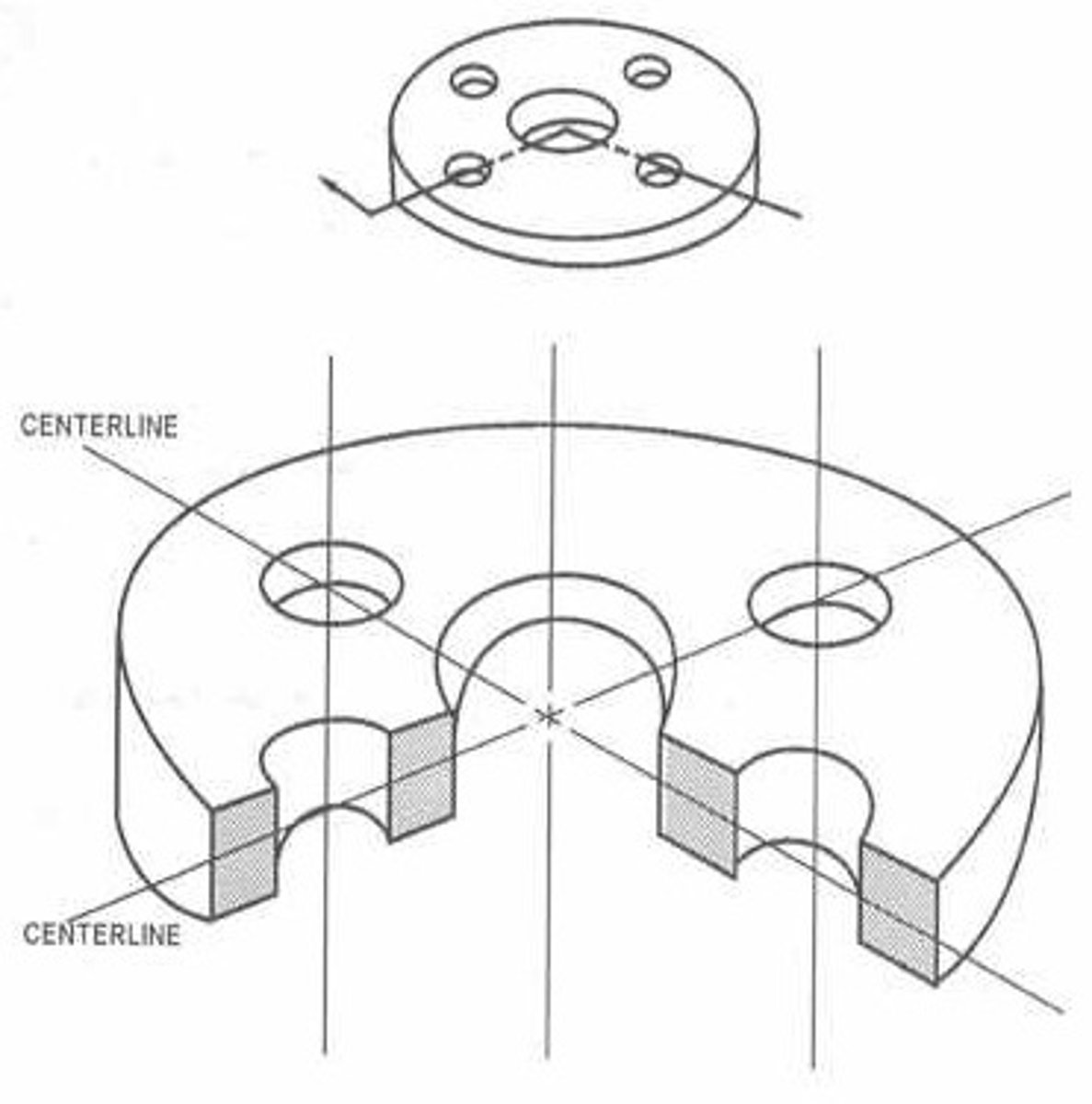 <p>A section view produced when a cutting plane cuts an object only up to a plane or axis of symmetry.</p>