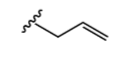 <p>three carbons, last two double bonded</p>
