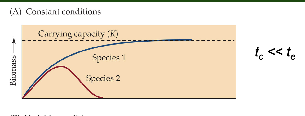 <p><span>If <em>t</em><sub>c</sub> &lt;&lt; <em>t</em><sub>e</sub>, coexistence cannot be achieved.</span></p>
