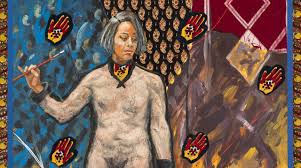 <p>Emma Amos (1938 - 2020) Worksuit, 1994, private collection</p>