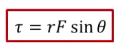 <p>Effectiveness of a force at making an object rotate; vector; max when r and F are perpendicular</p><p>T = rF sin theta</p><p>Units: N*m</p><p>r = vector distance from pivot point to where force is applied</p><p>theta = angle of F and r</p>