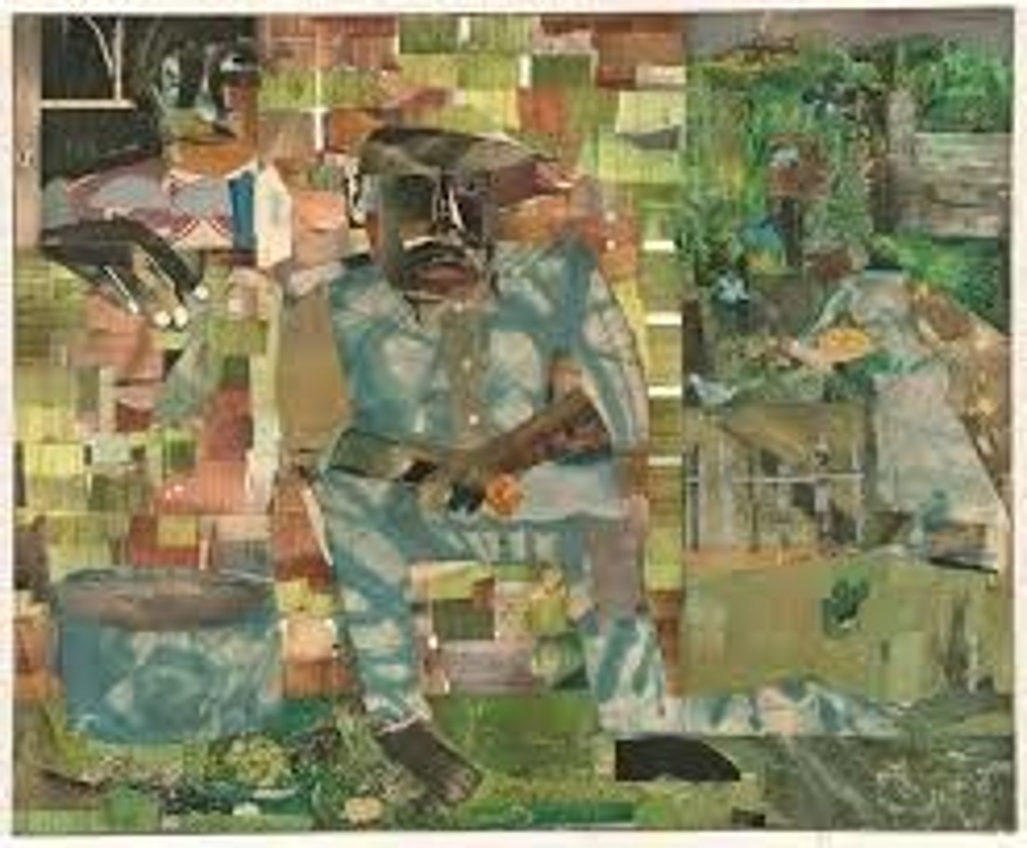 <p>use of cubist collage technique to address the fragmentation of self in regard to African American identity, alludes to Blues and the GreatMigration, Civil Rights Movement</p>