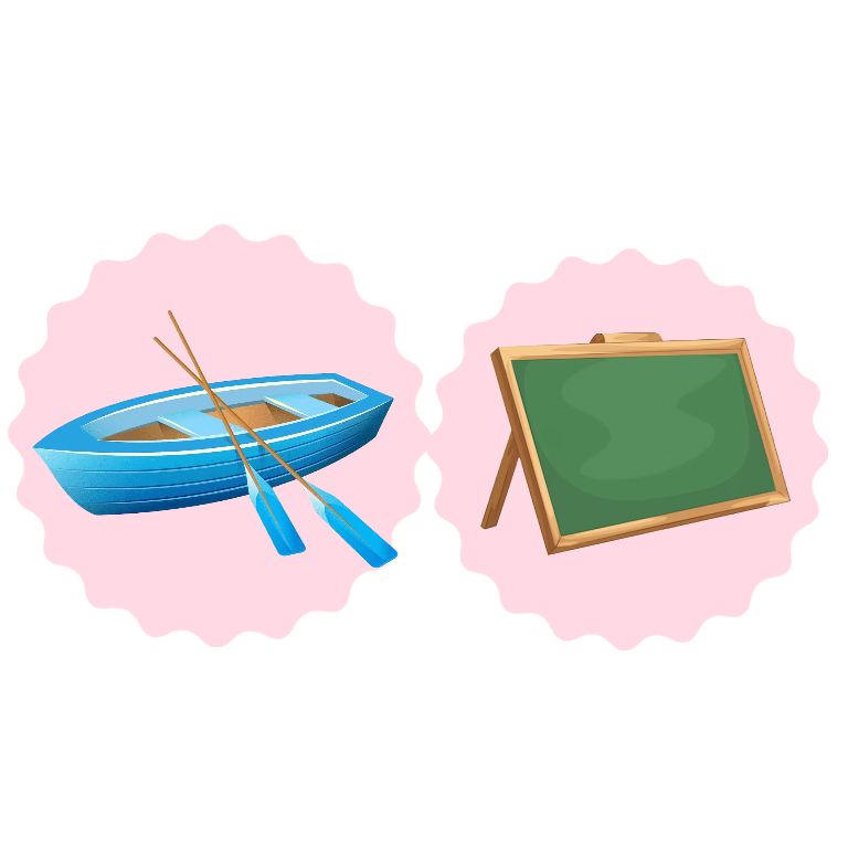 <p><strong><mark data-color="green" style="background-color: green; color: inherit;">a board, -s</mark></strong></p><p>Expl:&nbsp;a small vehicle for travelling on water</p>