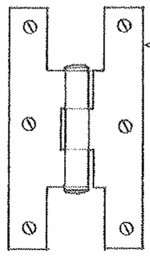 <p><span>An H-shaped hinge having a protruding knuckle so that a door can stand away from the wall when fully opened</span></p>