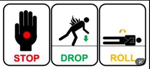 <p>"Stop, drop, and roll!"</p>