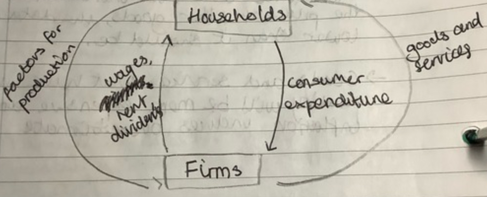 <p>Model 1 (Closed Economy) assumptions:</p><ul><li><p>No foreign trade</p></li><li><p>No government</p></li><li><p>All income and revenue spent</p></li></ul>