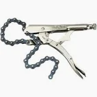 locking chain clamps used to clamp aroun dirregularly shaped objects. often, 5/8” pins are welded to the clamps for mounting equipmentche 
