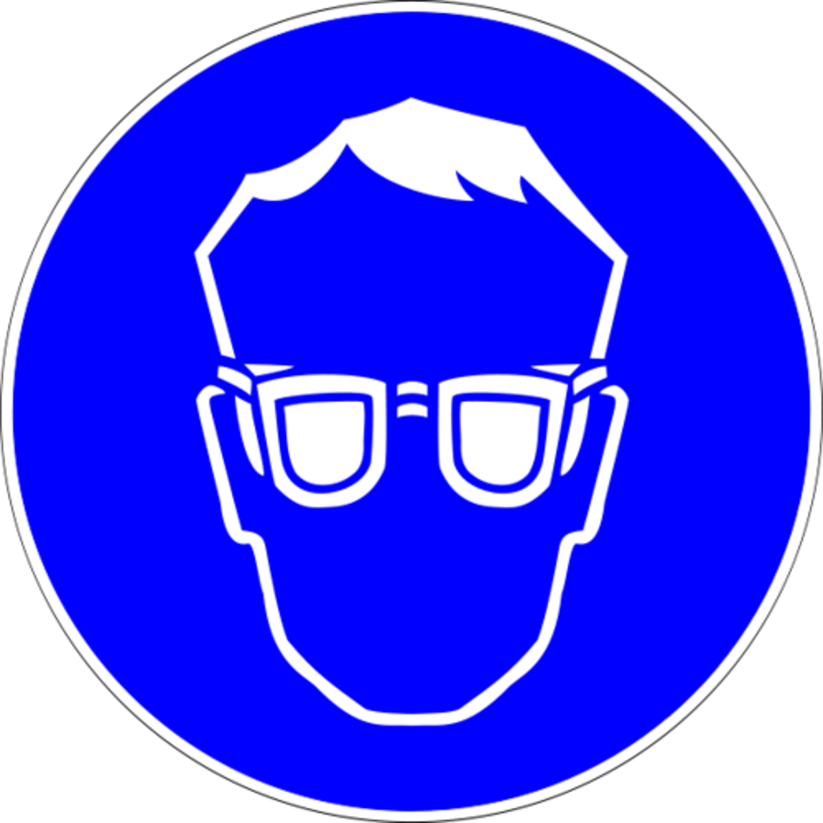 <p>This symbol indicates that safety goggles must be worn to protect eyes from harmful chemicals, sharp objects, heat, or biological hazards.</p>