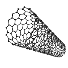 <ul><li><p>Fullerenes of hexagonal atoms in a cylinder</p></li><li><p>Properties:</p><ul><li><p><u>Highly conductive</u> (along the long axis some delocalized electrons can run across the tube)</p></li><li><p><u>High Tensile Strength</u></p></li><li><p><u>High Melting Point</u> <u>(</u>Strong covalent bonds)</p></li></ul></li></ul><p></p>
