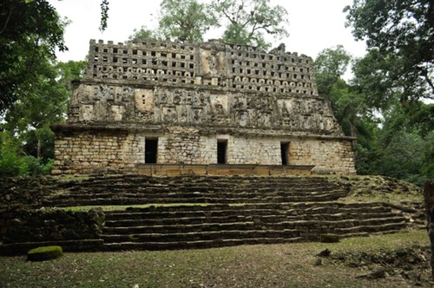 <p>MAYAN, limestone<br><br>Terraace near a river (natural protection + resources)<br><br>Main plaza surrounded by other buildings. ROOF COMBS FOR VERTICAL!!! <br>Numerous carved stealae, with history, dietiest, achievement. DIDACTIC!!!!!<br><br>Structure 40: Commisioned by Bird Jaguar, shows his accomplishments. <br><br>Structure 33: Bird jaguar defeating his enemies<br><br>BOTH flank the acropolis and have roof combs<br><br>LINEL 25, Structure 23<br>Set above a building, instruments for blood offerings (BLOOD RITUALS WERE COMMON, feed and please the gods!) <br><br>This stuff is dated with the mayan calendar, 25&amp;23 show his ascension date</p>