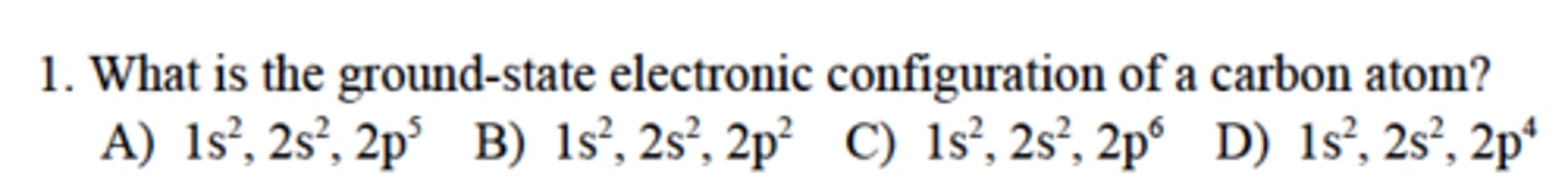 <p>What is the ground-state electronic configuration of a carbon atom?</p>