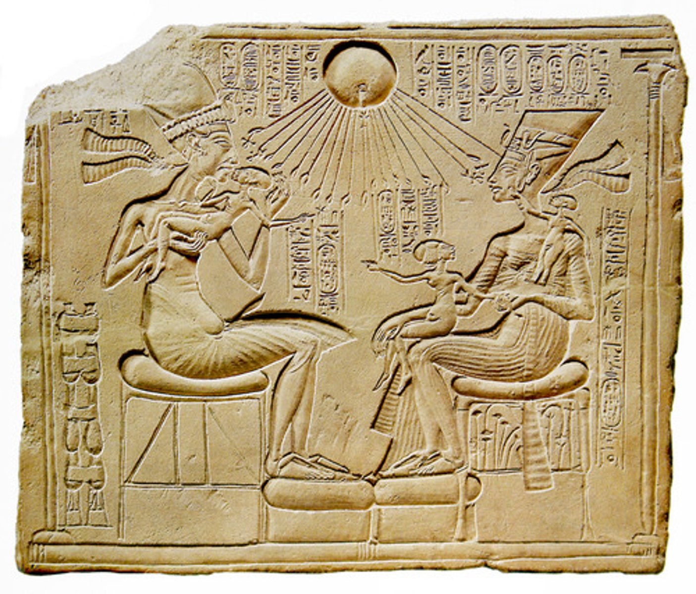 <p>Date/Style: New Kingdom, 1353 - 1335 BCE</p><p>Materials/Tech: Limestone</p><p>Location: Armana, Egypt</p><p>Function: Found in niche in private home to establish new religion</p>