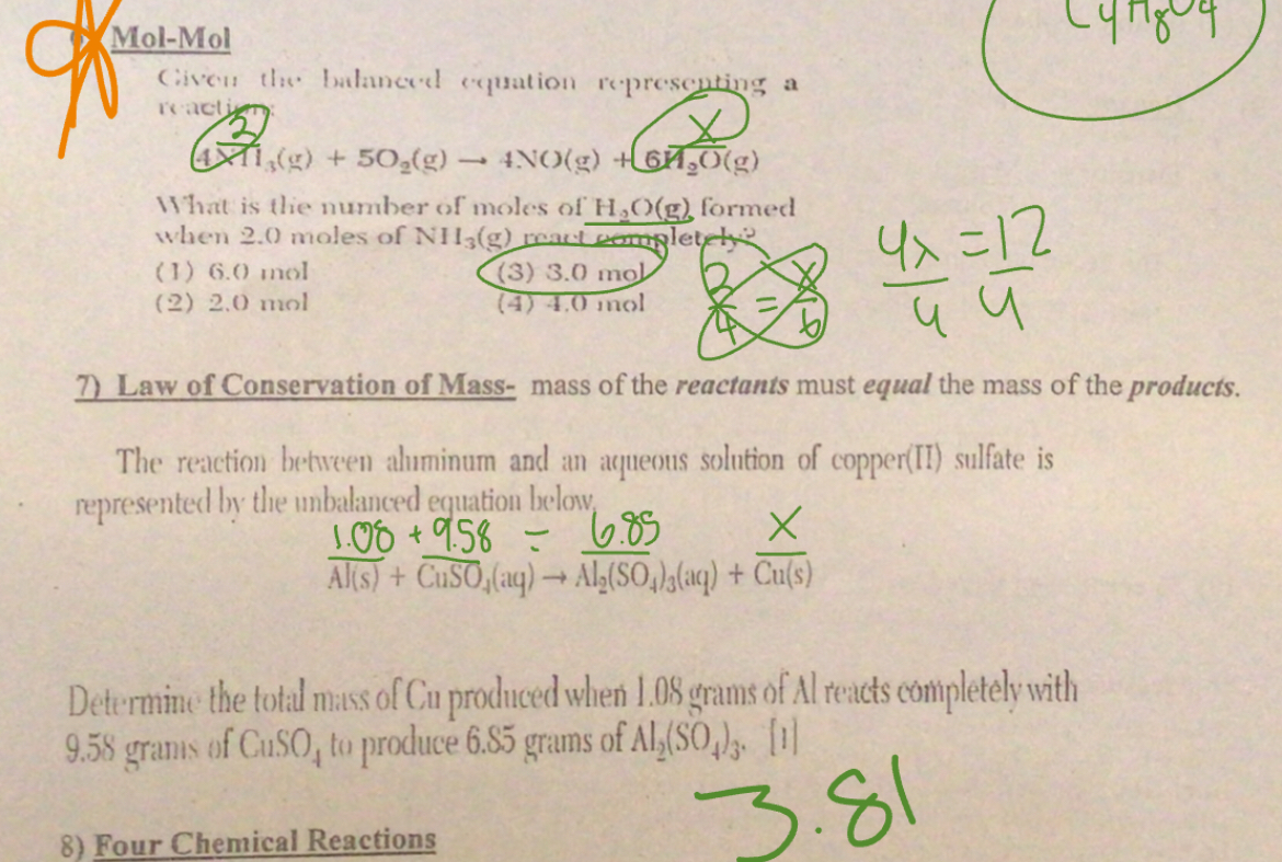 <p>Mass of reactants must be equal to mass of products</p>
