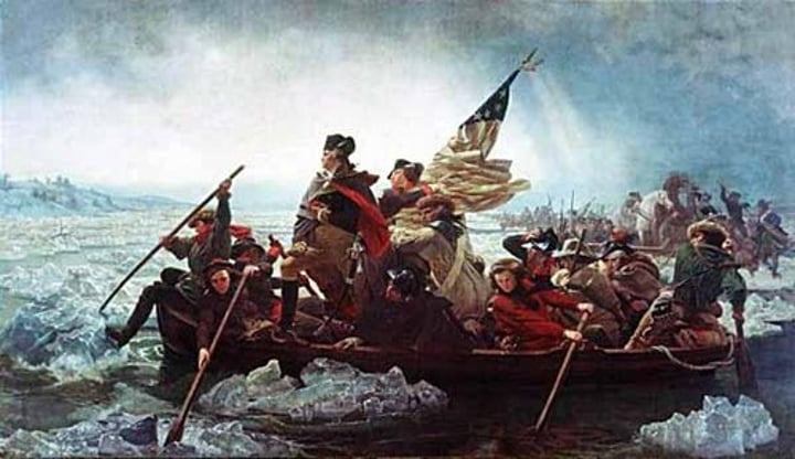 <p>made "Washington Crossing the Delaware" (1851), which is iconic and inaccurate</p>