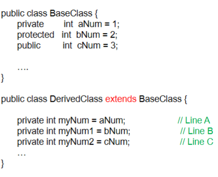 <p>Which lines(s) are invalid?</p><p></p><p>a) Line A</p><p>b) Line B</p><p>c) Line C</p><p>d) Line A &amp; Line B</p><p>e) Line A, B, &amp; C</p>