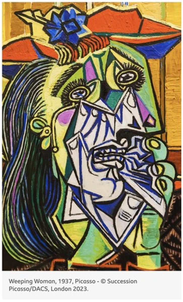 <p>Picasso's anti-war masterpiece, reflects Spanish Civil War.</p>