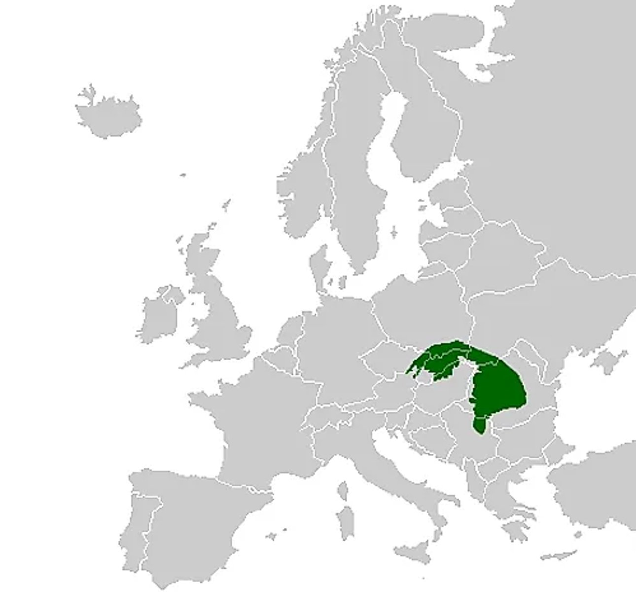 <p>A mountain range that forms an arc from Czech Republic to Romania- encompassing Slovakia, Poland, and Ukraine also</p>