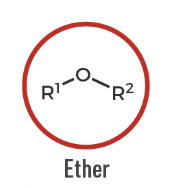 <p>An organic compound with an oxygen atom connected to two carbon substituents (R–O–R').</p>