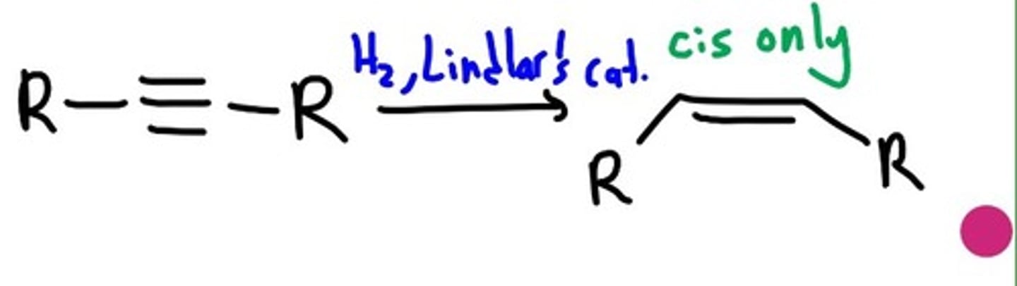 <p>ends at alkene product</p><p>sun addition= cis alkene</p>